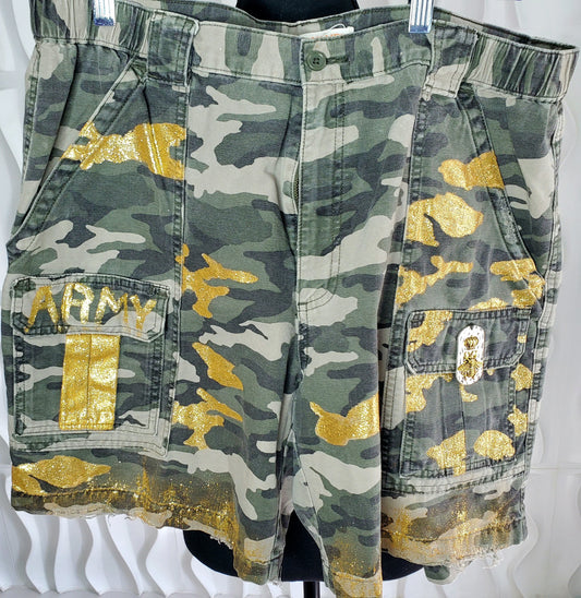 1 Of 1 Custom Army Fatigue Shorts (L/XL)