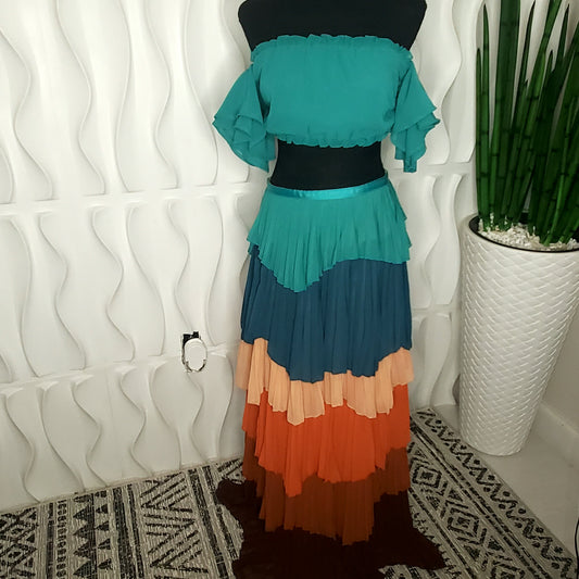 CORAL COLORS 2 PIECE MAXI SKIRT SET